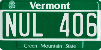 VT license plate NUL406