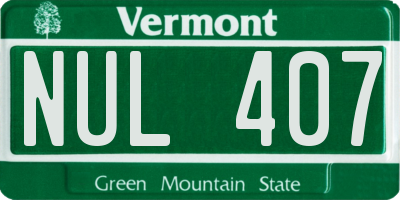 VT license plate NUL407