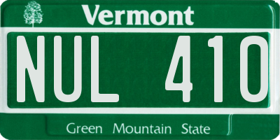 VT license plate NUL410