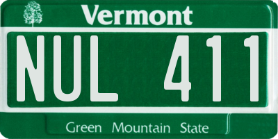 VT license plate NUL411