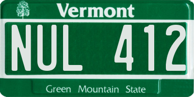 VT license plate NUL412