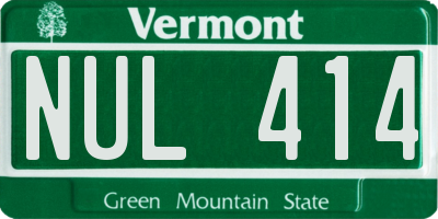 VT license plate NUL414