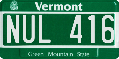 VT license plate NUL416