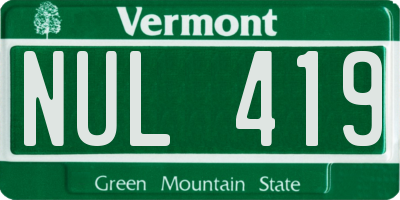 VT license plate NUL419