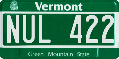 VT license plate NUL422