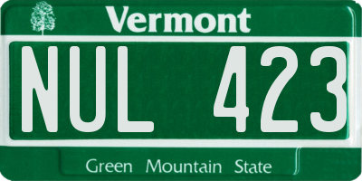 VT license plate NUL423