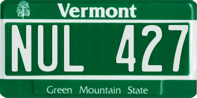 VT license plate NUL427