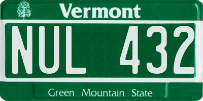 VT license plate NUL432