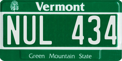 VT license plate NUL434