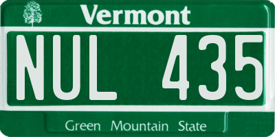 VT license plate NUL435