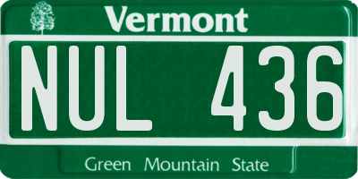 VT license plate NUL436