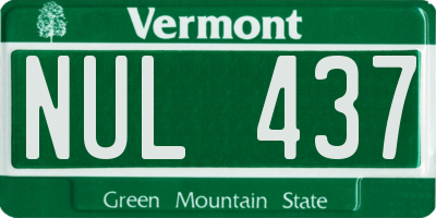 VT license plate NUL437