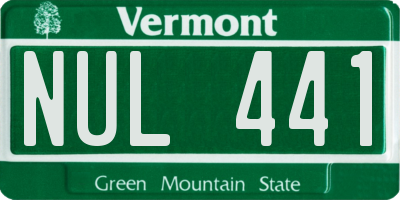 VT license plate NUL441