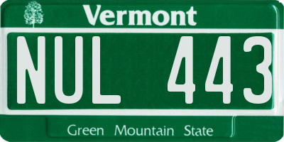 VT license plate NUL443