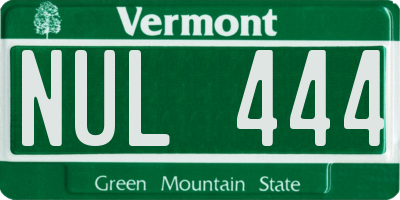 VT license plate NUL444