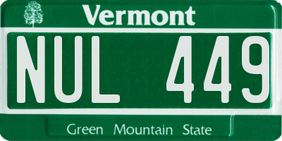 VT license plate NUL449