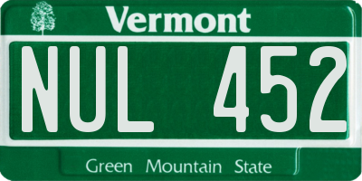 VT license plate NUL452