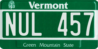 VT license plate NUL457