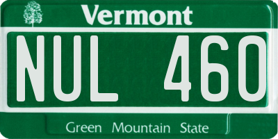 VT license plate NUL460