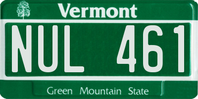 VT license plate NUL461