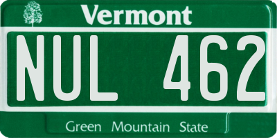 VT license plate NUL462