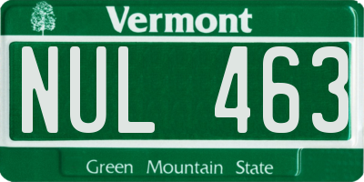 VT license plate NUL463