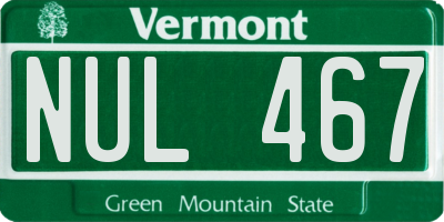 VT license plate NUL467