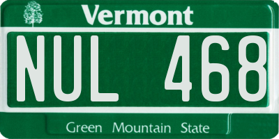 VT license plate NUL468