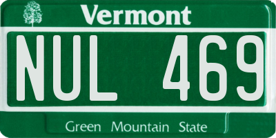 VT license plate NUL469