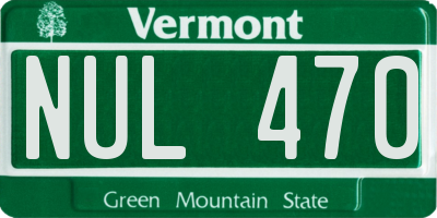 VT license plate NUL470