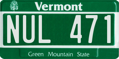 VT license plate NUL471