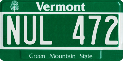 VT license plate NUL472