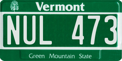 VT license plate NUL473