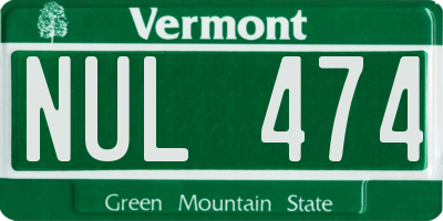 VT license plate NUL474