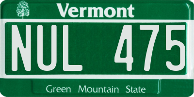 VT license plate NUL475