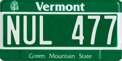 VT license plate NUL477