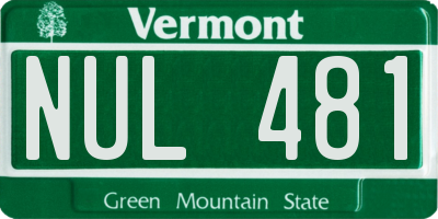 VT license plate NUL481