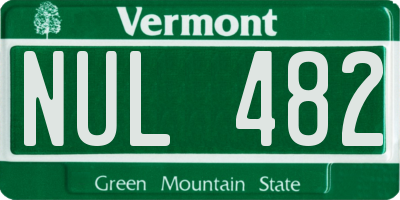 VT license plate NUL482