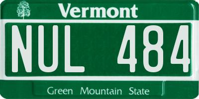VT license plate NUL484