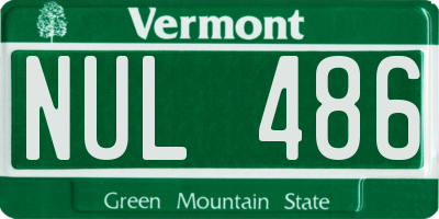VT license plate NUL486