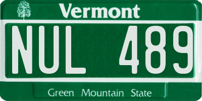 VT license plate NUL489