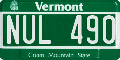 VT license plate NUL490