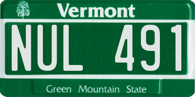 VT license plate NUL491