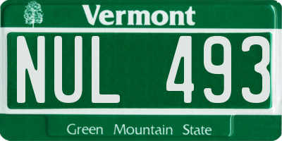 VT license plate NUL493