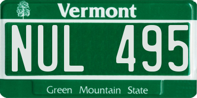 VT license plate NUL495