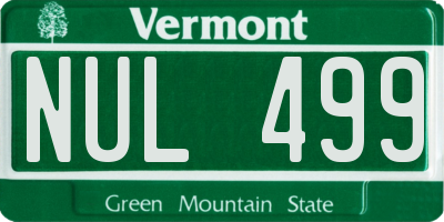 VT license plate NUL499