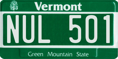 VT license plate NUL501