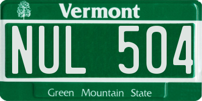 VT license plate NUL504