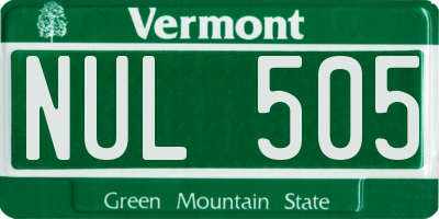 VT license plate NUL505