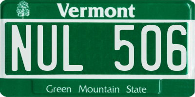 VT license plate NUL506